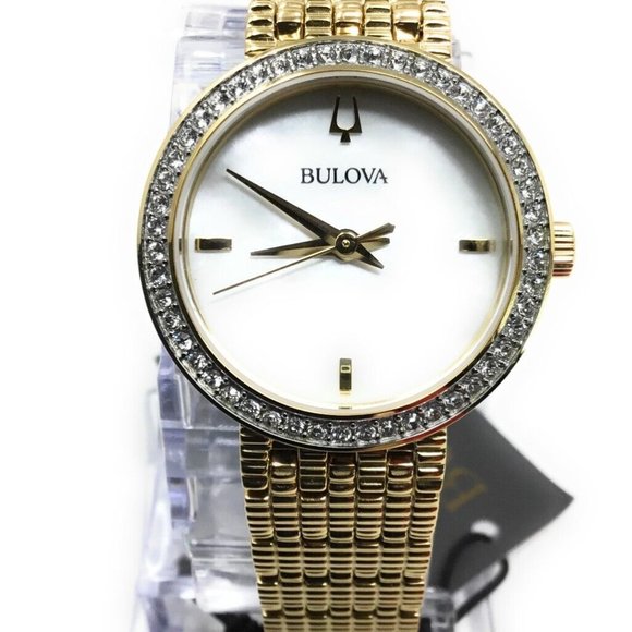 Wow! Bulova Womens Diamond 14k White Dial Watch